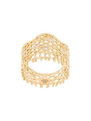 Aurelie Bidermann 18kt yellow gold diamond vintage lace ring - Metallic