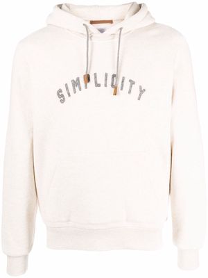 Eleventy slogan-patch hoodie - Neutrals