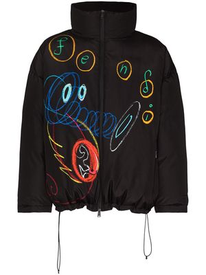 Fendi scribble-print puffer jacket - Black