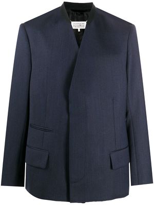 Maison Margiela collarless wool jacket - Blue