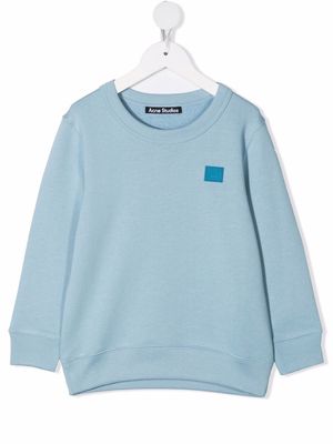 Acne Studios Kids face-patch cotton sweatshirt - Blue