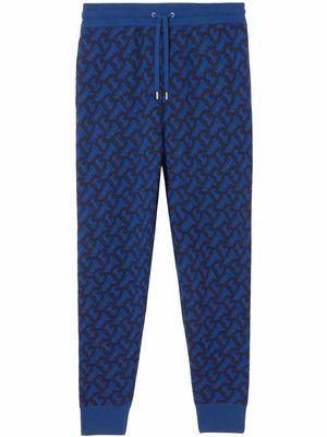 Burberry monogram-pattern track pants - Blue