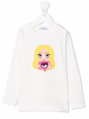 Chiara Ferragni Kids doll-print cotton T-shirt - White