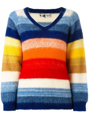 Kansai Yamamoto Pre-Owned 1980s contrast stripe V-neck jumper - Multicolour