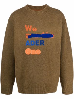 Ader Error logo-embroidered knitted jumper - Brown