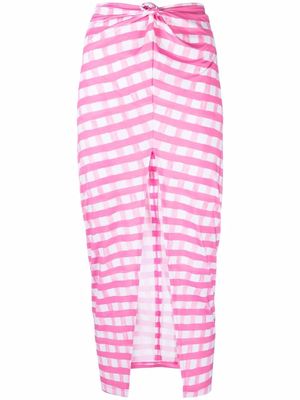 Jacquemus plaid-print knotted midi skirt - Pink