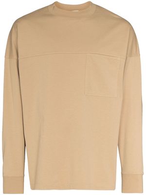 Lemaire panelled crew-neck sweatshirt - Brown