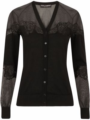 Dolce & Gabbana lace-trim cardigan - Black