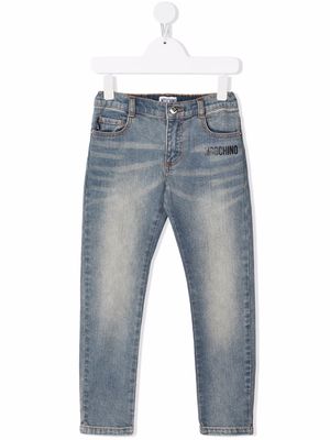 Moschino Kids Toy Bear slim-cut jeans - Blue