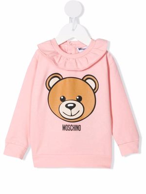 Moschino Kids logo bear print top - Pink