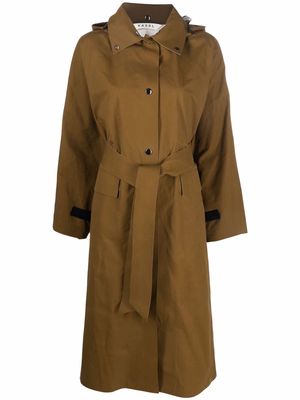 KASSL Editions detachable-hood belted trench coat - Neutrals