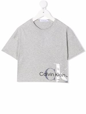 Calvin Klein Kids organic cotton cropped T-shirt - Grey