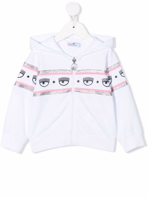Chiara Ferragni Kids Logomania zip-up cotton hoodie - White