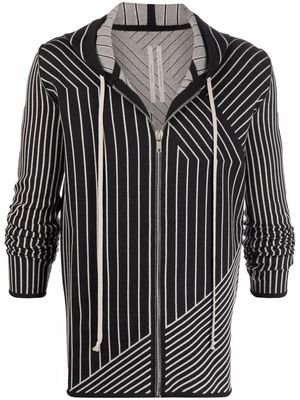 Rick Owens multi-way stripe pattern hoodie - Black