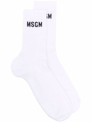 MSGM intarsia-knit logo ankle socks - White