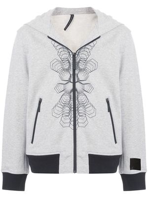 Blackbarrett graphic print zip-up hoodie - Grey