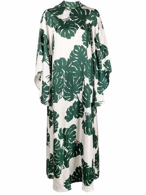 La DoubleJ Magnifico foliage-print silk dress - White