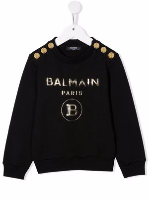 Balmain Kids logo-motif cotton sweatshirt - Black