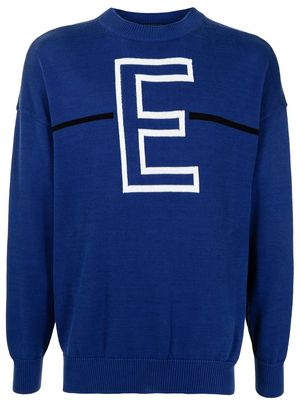 Emporio Armani monogram-print cotton jumper - Blue