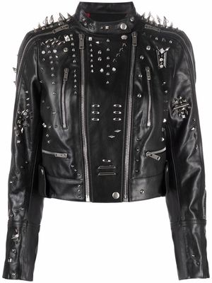 Givenchy cropped spike stud biker jacket - Black