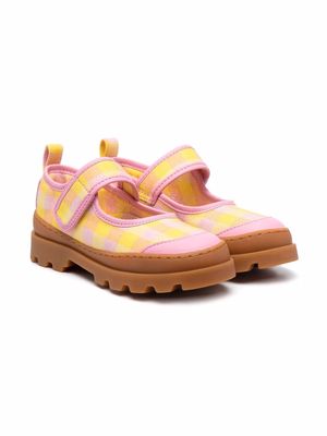 Camper Kids gingham-print ballerina shoes - Yellow