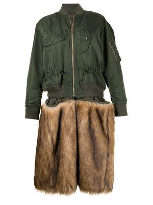Toga Pulla detachable wool-trim bomber jacket - Green