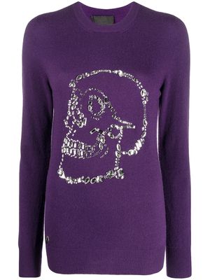 Philipp Plein Look At Me skull embellished jumper - Purple
