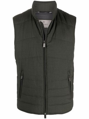 Canali wool-cotton blend padded gilet - Green