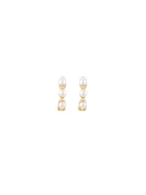Dinny Hall 14kt yellow gold pearl huggie hoops