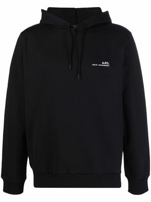 A.P.C. logo print hoodie - Black