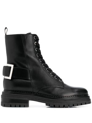 Sergio Rossi buckle-embellished combat boots - Black