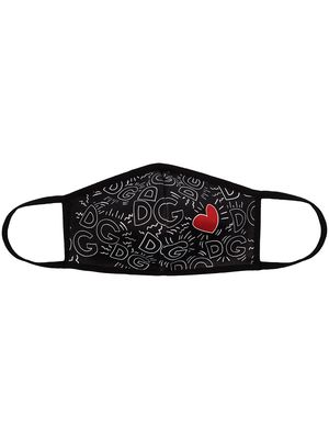 Dolce & Gabbana heart monogram-print face mask - Black