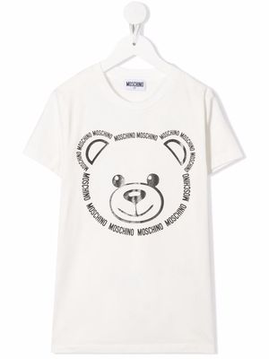 Moschino Kids teddy bear-print stretch-cotton T-Shirt - White