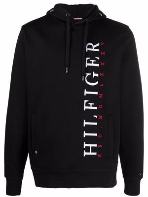 Tommy Hilfiger logo-print organic cotton-blend hoodie - Black