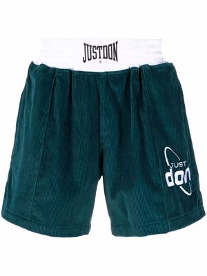 Just Don corduroy logo shorts - Green