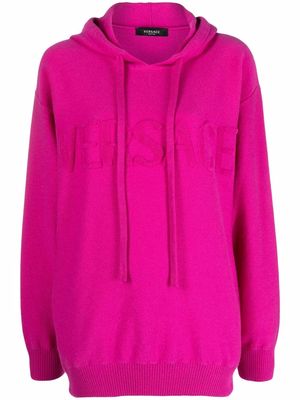 Versace flocked logo towel stitch hoodie - Pink