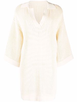 Nanushka wingtip-collar knitted dress - Neutrals