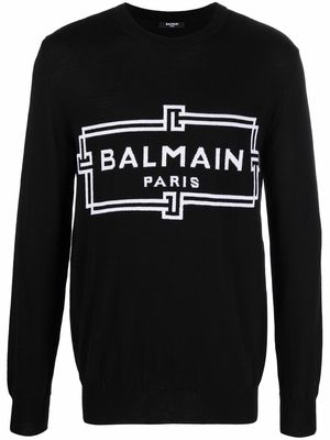 Balmain intarsia-knit logo merino jumper - Black