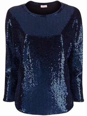Blanca Vita sequin-embellished top - Blue