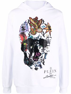 Philipp Plein graphic-print long-sleeve hoodie - White