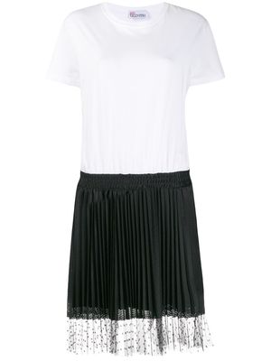 RED Valentino two-tone short-sleeve flared dress - White