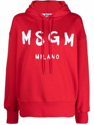 MSGM logo-print cotton hoodie - Red