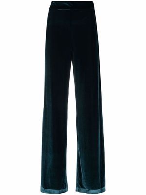Amen velvet-effect high-waisted palazzo trousers - Blue