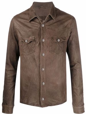 Giorgio Brato leather shirt jacket - Brown