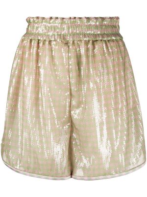Fendi sequin embroidered striped shorts - Green