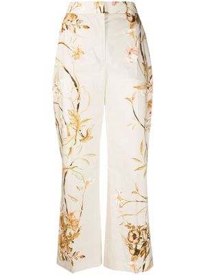 Alberta Ferretti high-waist floral print trousers - Neutrals