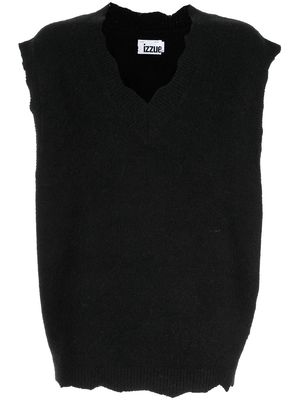 izzue scallop edge knitted vest - Black