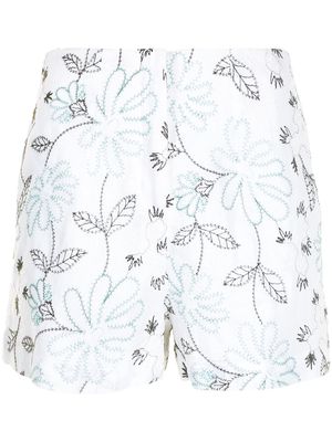 Silvia Tcherassi floral fitted shorts - White