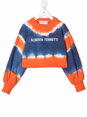 Alberta Ferretti Kids tie-dye logo sweatshirt - Blue