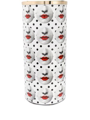 Fornasetti lips-print cylindrical vase - White